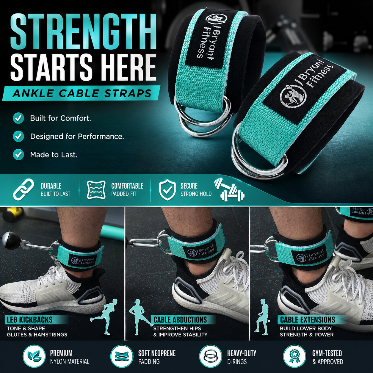 Barbell Pad Set with Ankle Strap for Hip Thrusts
